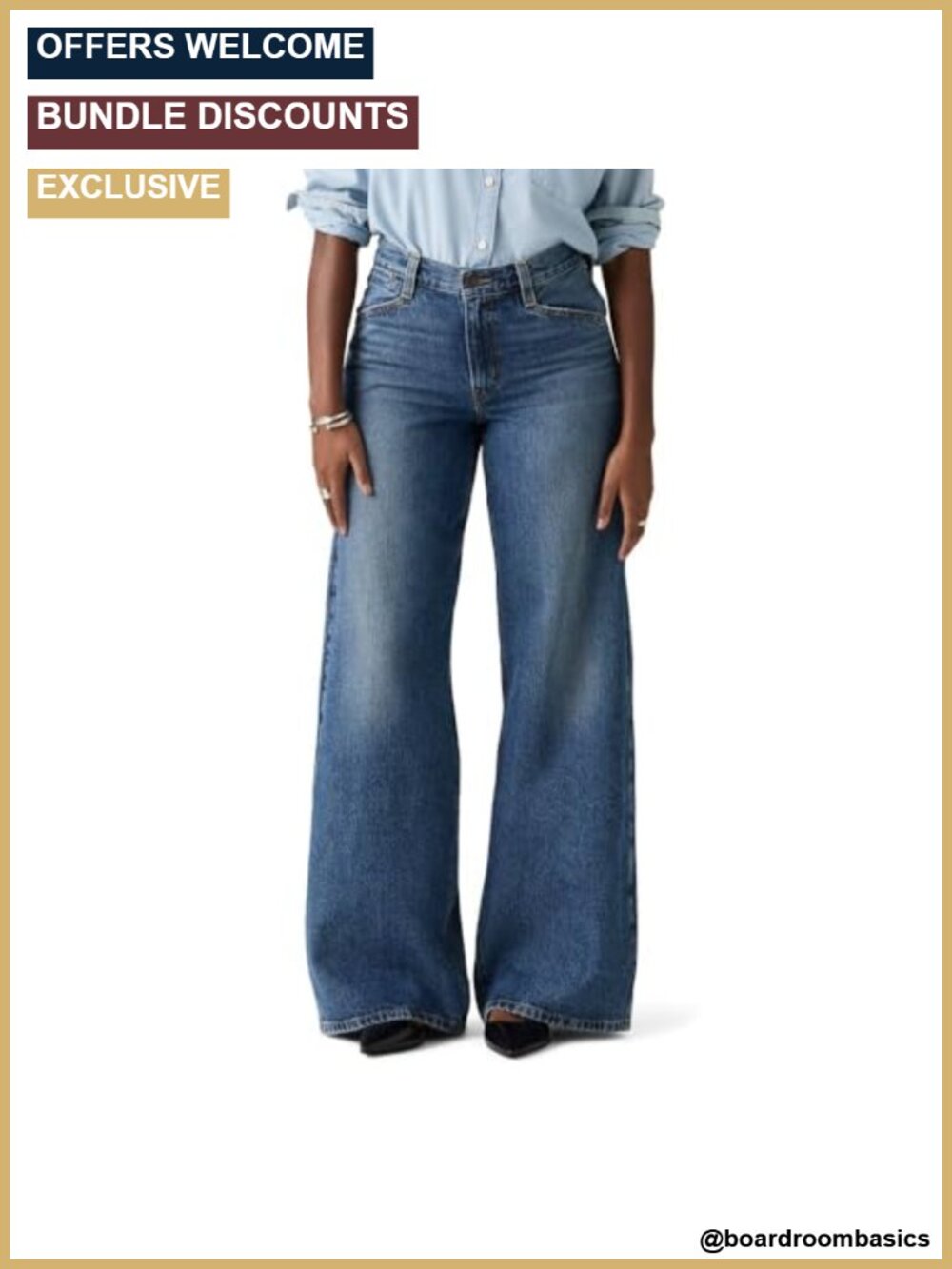 Levi's 94 Baggy Wide Leg Jeans Women's Non-Stretch Mid Rise 31 Inch